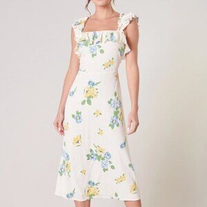 NWT Zula Floral Ruffle Trim Milo Midi Dress Sugarlips
